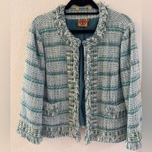 Tory Burch Green and blue Tweed Blazer